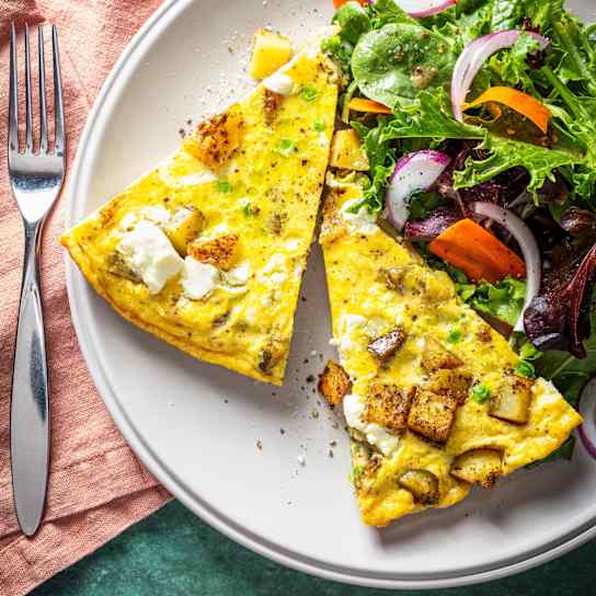 Pesto Potato Frittata with Peas and Goat Cheese