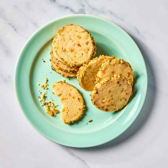 Pistachio-Apricot Slice-and-Bake Butter Cookies