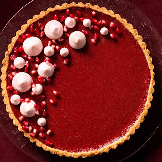 Pomegranate Tart with Amaretti-Almond Cookie Crust