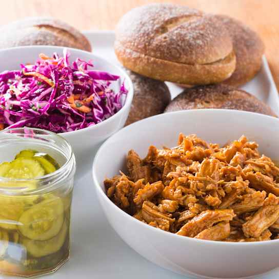 Pulled BBQ Turkey with Red Cabbage Slaw