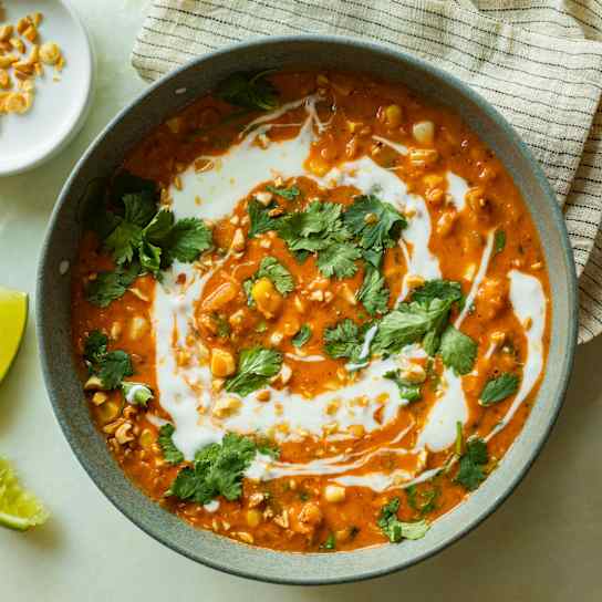 Thai-Spiced Red Lentil Soup with Coconut and Corn