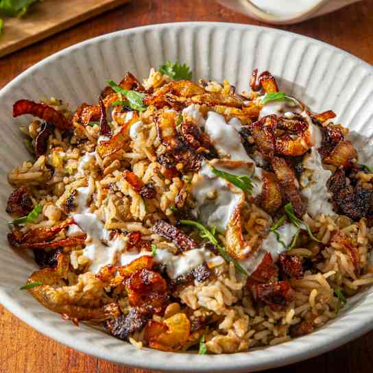 Mujaddara (Rice and Lentils with Crispy Onions)