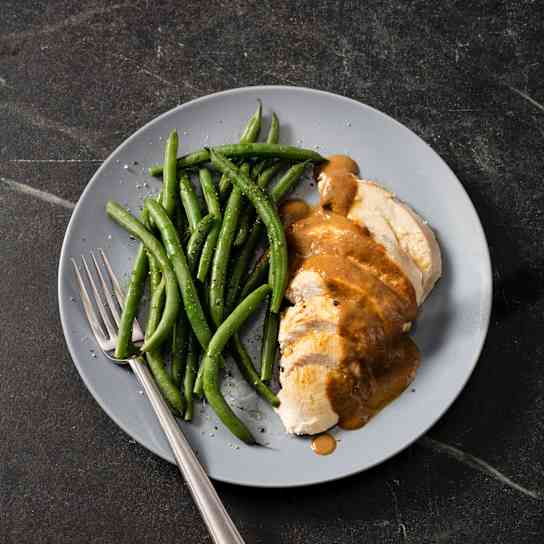Roast Turkey Breast with Shallot-Porcini Gravy