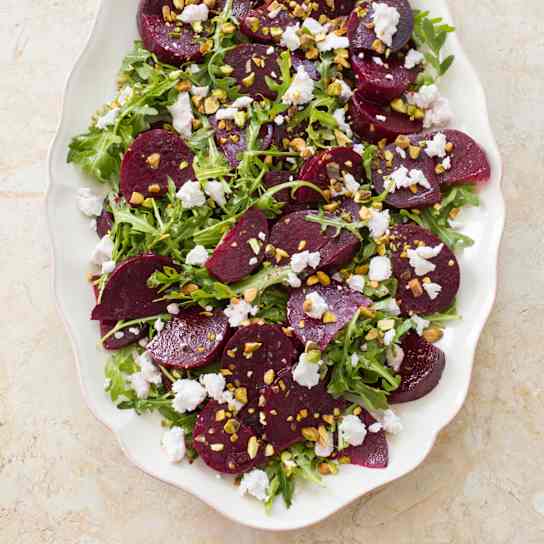 Roasted Beet Salad with Goat Cheese and Pistachios