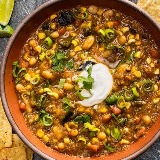 Roasted Poblano and White Bean Chili