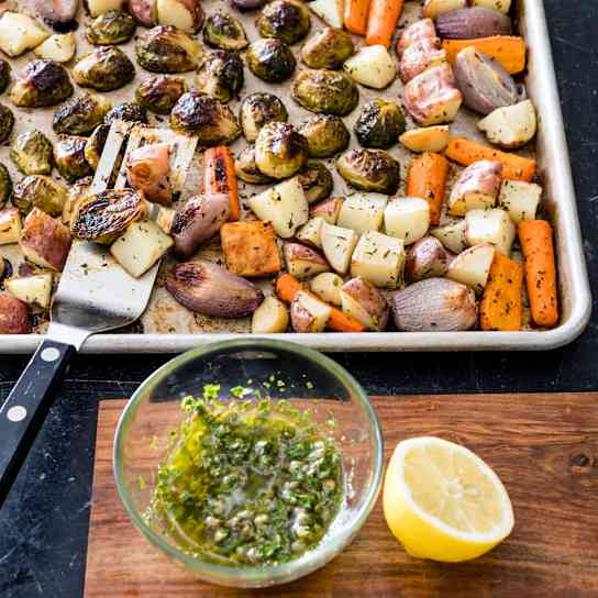 Roasted Root Vegetables with Lemon-Caper Sauce