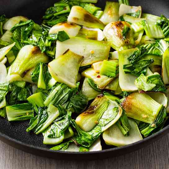 Sautéed Baby Bok Choy with Sesame Oil and Garlic