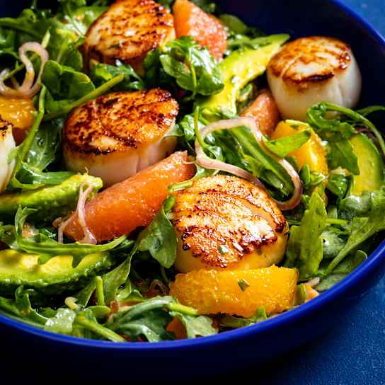 Seared Scallops with Citrus and Avocado Salad