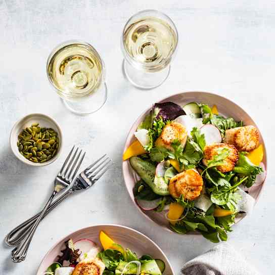 Shaved Salad with Pan-Seared Scallops