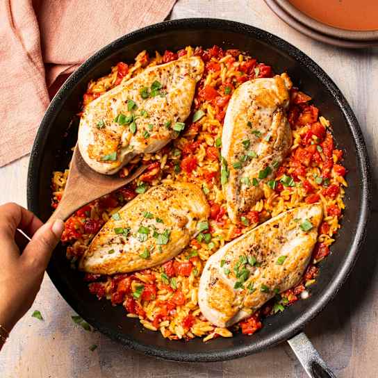 Skillet Italian Chicken with Orzo