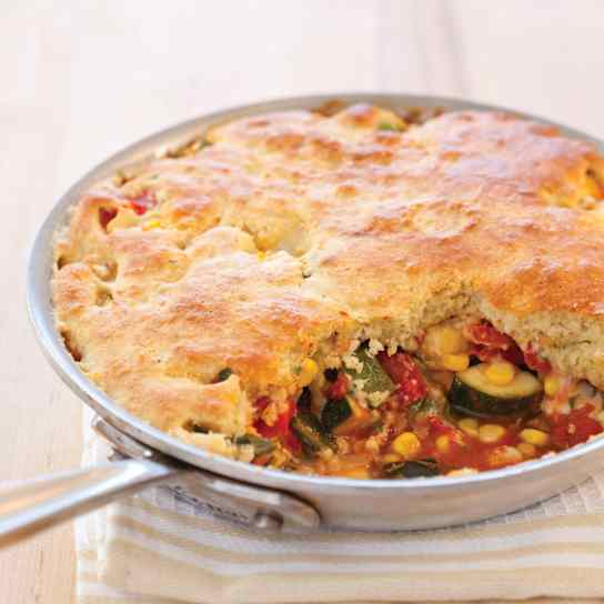 Skillet Summer Vegetable Tamale Pie for Two