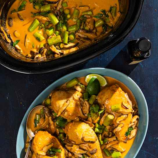 Slow-Cooker Thai Chicken With Asparagus and Mushrooms