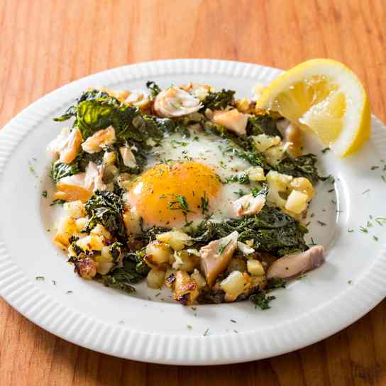 Smoked Trout Hash with Eggs