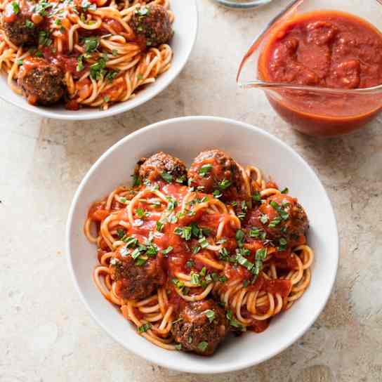 Vegan Spaghetti and Meatless Meatballs