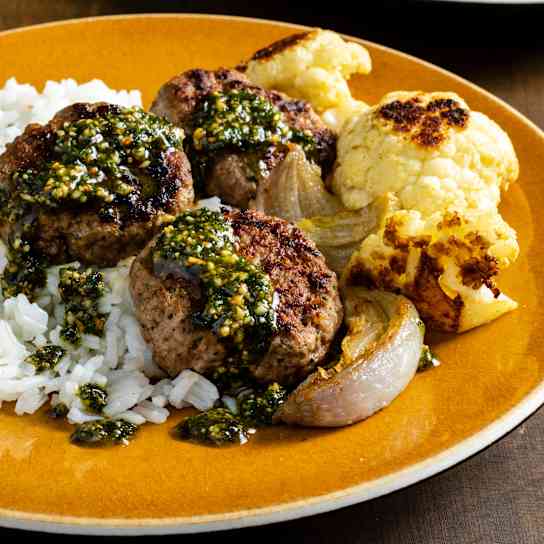 Spiced Lamb Patties with Roasted Cauliflower