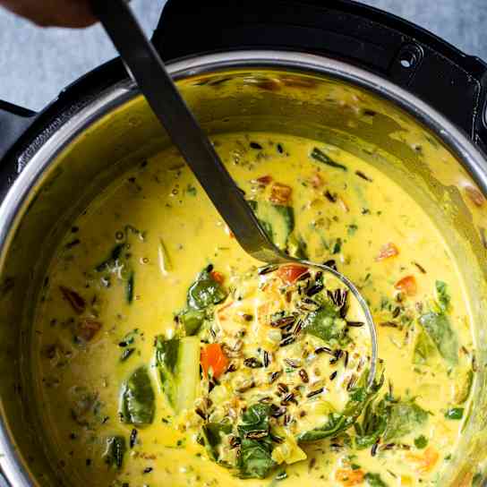 Instant Pot Spiced Wild Rice and Coconut Soup
