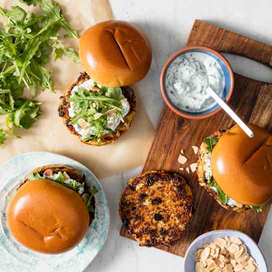 Spiced Cauliflower Burgers with Yogurt Sauce