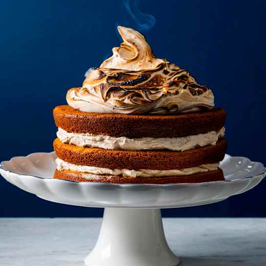 Spiced Pumpkin Layer Cake with Toasted Marshmallow Buttercream