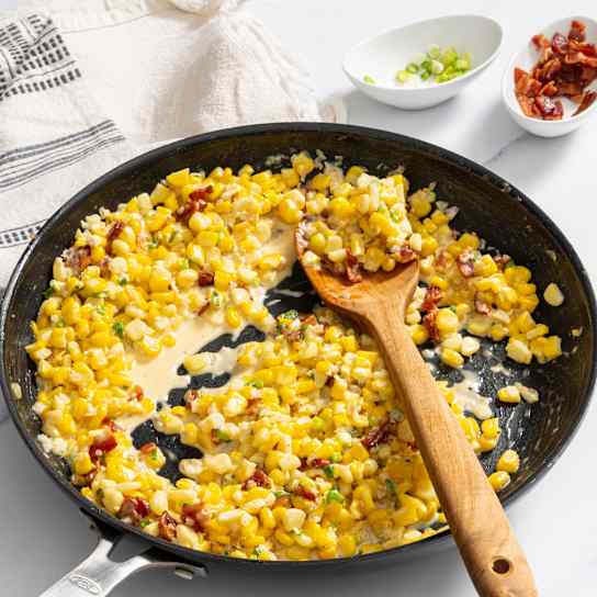 Spicy Creamed Corn with Bacon and Scallions