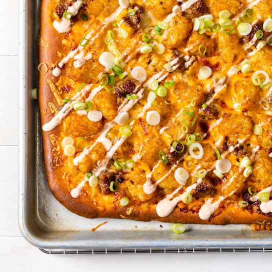 Tater Tot and Sausage Pizza