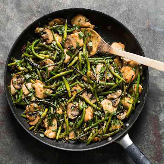 Teriyaki Stir-Fried Garlic Scapes with Chicken