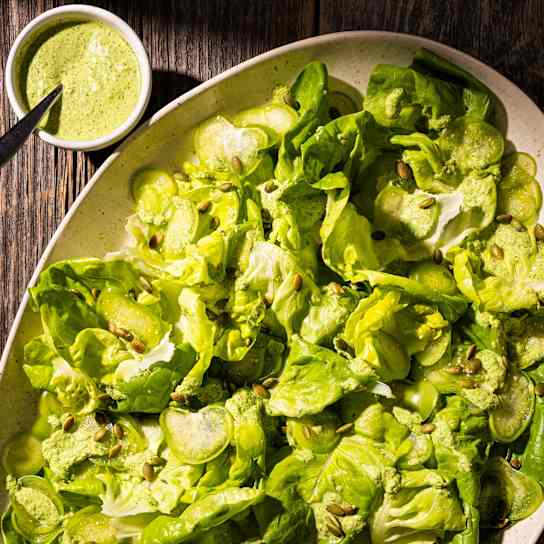 Tomatillo and Bibb Lettuce Salad with Tomatillo Ranch