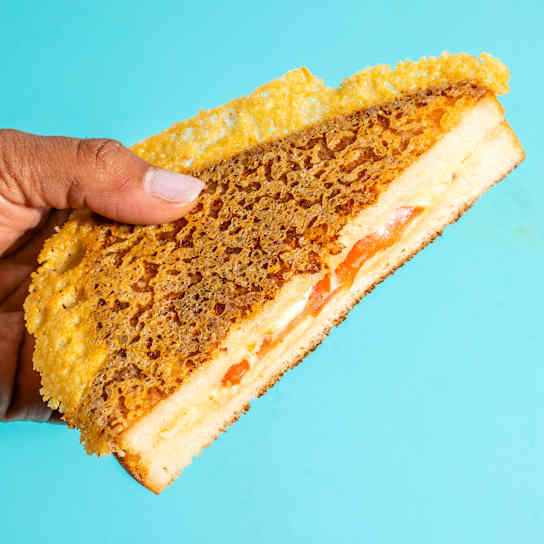 Cheddar-Crusted Grilled Cheese with Tomato