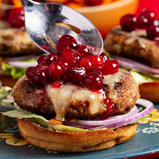 Turkey Burgers with Pickled Cranberries