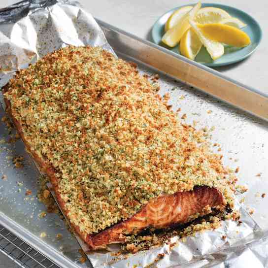 Broiled Salmon with Mustard and Crisp Dilled Crust