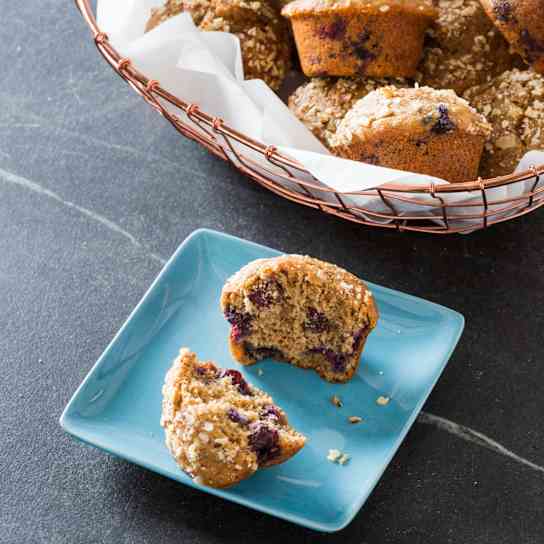 Whole-Wheat Blueberry-Almond Muffins