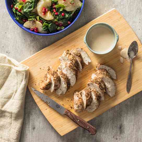 Instant Pot Za'atar Rubbed Chicken with Celery Root and Spinach