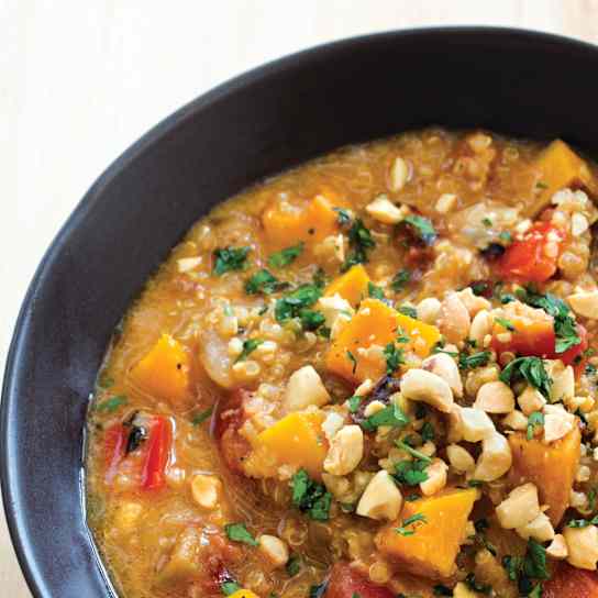 Vegan Butternut Squash Chili with Quinoa and Peanuts