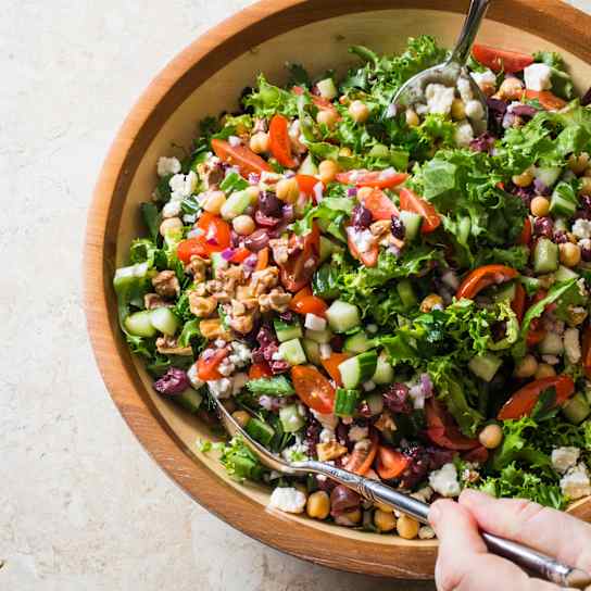 Mediterranean Chopped Salad with Escarole and Walnuts