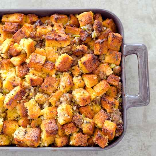 Gluten-Free Golden Cornbread and Sausage Stuffing