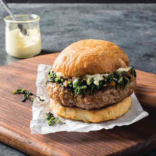 Italian Pork Burgers with Broccoli Rabe