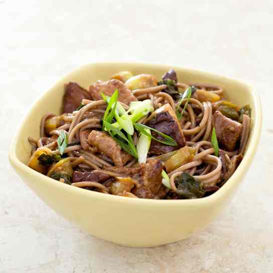 Gluten-Free Soba Noodles with Pork, Shiitakes, and Bok Choy