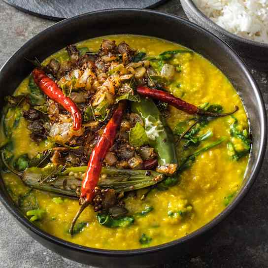 Palak Dal (Spinach Dal with Cumin and Mustard Seeds)