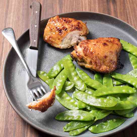 Air-Fryer Teriyaki Chicken with Snow Peas