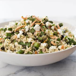 Brown Rice Salad with Asparagus, Goat Cheese, and Lemon