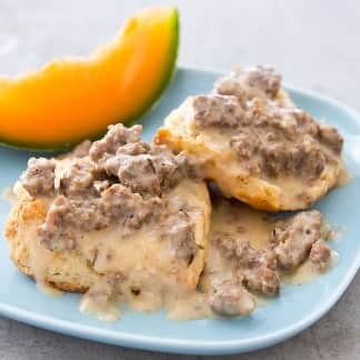 Reduced-Fat Biscuits and Sausage Gravy