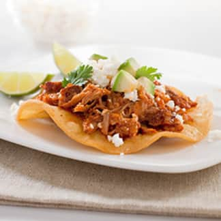 Spicy Mexican Shredded Pork Tostadas (Tinga)