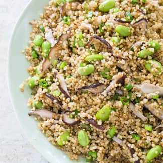 Quinoa Pilaf with Shiitakes, Edamame, and Ginger