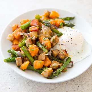 Ham, Asparagus, and Sweet Potato Hash