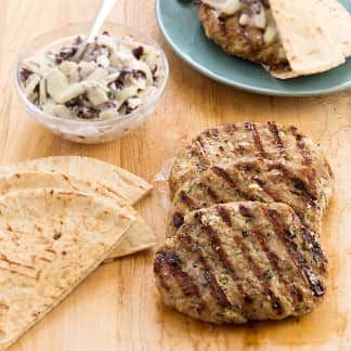 Grilled Turkey Pitas with Cucumber Salad