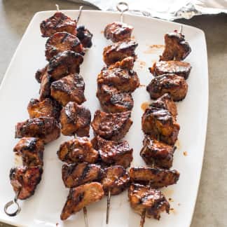 Grilled Pork Kebabs with Barbecue Glaze