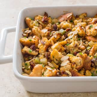 Rustic Bread Stuffing with Dates and Almonds