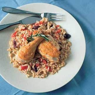 Chicken and Rice with Tomatoes, White Wine, and Parsley