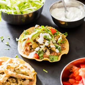 Tomatillo Chicken Tostadas