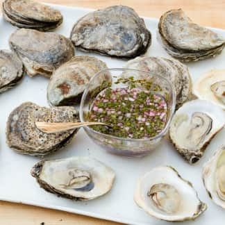 Grilled Clams, Mussels, or Oysters with Mignonette Sauce