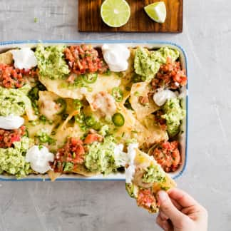 Cheesy Nachos with Refried Beans